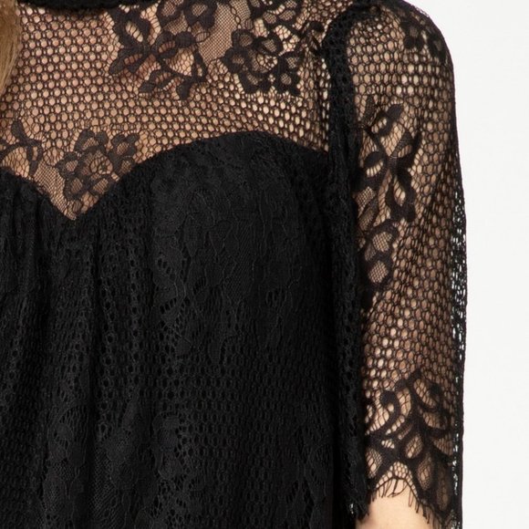 Entro Black High Neck Crochet Lace Top - Picture 13 of 14